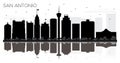 San Antonio Texas City skyline black and white silhouette with R Royalty Free Stock Photo