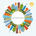 San Antonio Texas City Skyline with Color Buildings, Blue Sky and Copy Space Royalty Free Stock Photo