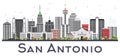 San Antonio Texas City Skyline with Gray Buildings Isolated on W Royalty Free Stock Photo
