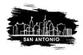 San Antonio Texas City Skyline Silhouette. Hand Drawn Sketch Royalty Free Stock Photo
