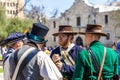 SAN ANTONIO, TEXAS - MARCH 2, 2018 - Men dressed as 19th century soldiers participate in the reenactment of the Battle of the Alam Royalty Free Stock Photo