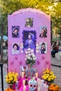 SAN ANTONIO, TEXAS - NOVEMBER 2, 2018 - Day of the Dead altar/Dia de los Muertos ofrenda (offer for the dead) commemorating