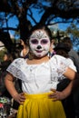 SAN ANTONIO, TEXAS - OCTOBER 28, 2017 - Girl wearing face paint for Dia de Los Muertos/Day of the Dead celebration