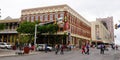San Antonio, Texas, U.S - April 6, 2024 - The pedestrians crossing the road in front of Dullnig Building