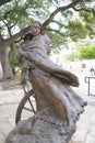 San Antonio, Texas, U.S - April 6, 2024 - The statue of Susanna Dickinson and her daughter Angelina outside the Alamo