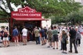 San Antonio, Texas, U.S - April 6, 2024 - Visitors waiting in line to purchase the tickets to get into the Alamo