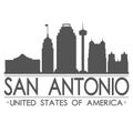 San Antonio Texas USA Skyline Silhouette Design City Vector Art Famous Buildings. Royalty Free Stock Photo