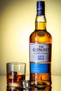 SAN ANTONIO, TX - DECEMBER 31, 2019 - Bottle of The Glenlivet founder`s reserve single malt scotch whiskey with glass and ice on a Royalty Free Stock Photo