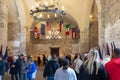 Tourists visit the church inside the Alamo, San Antonio, USA