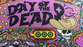 San Atonio, Texas - 10/26/2019 - Day of the dead / Dia de Los Muertos colorful background made out of beads, close up shot