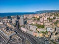 The drone aerial view of San Benigno, Genoa, Italy. Royalty Free Stock Photo