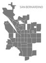 San Bernardino California city map with neighborhoods grey illustration silhouette shape
