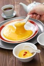 San bu nian, chinese non sticking egg yolk custard pudding