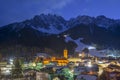 San Candido / Innichen by night in South Tyrol / Alto Adige, Italy