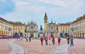 The San Carlo Square with Duke of Savoy equestrian statue and twin churches of San Cristina and San Carlo, Turin, Italy