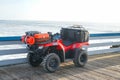 San Clemente Pier with lifeguard quad for safety of surfer