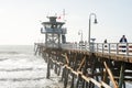 San Clemente Pier with lifeguard tower for surfer. Royalty Free Stock Photo