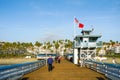 San Clemente Pier with lifeguard tower for surfer. Royalty Free Stock Photo