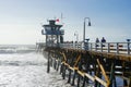 San Clemente Pier with lifeguard tower for surfer. Royalty Free Stock Photo