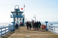 San Clemente Pier with lifeguard tower for surfer. Royalty Free Stock Photo