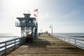 San Clemente Pier with lifeguard tower for surfer. Royalty Free Stock Photo