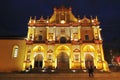 San Cristobal de las Casas Cathedral, night view. Chiapas, Mexico