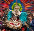 Traditional prehispanic dance detail on the streets of San Cristobal de las Casas Chiapas Mexico