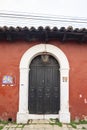 San Cristobal de las Casas, Chiapas, Mexico - March 7th, 2018: door detail of house on the streets of the colonial town