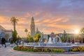 San Diego Balboa public park at sunset in California