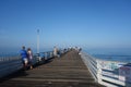San Diego, CA - August 9, 2022: Morning recreational fishing from Crystal Pier at Pacific Beach in San Diego, California Royalty Free Stock Photo