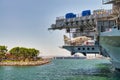 SAN DIEGO, CA - JULY 29, 2017: USS Midway Museum on a clear sunny day along the waterfront Royalty Free Stock Photo