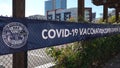 San Diego CA USA - January 27 2020: Banner for San Diego County Covid-19 vaccination superstation at Petco Park