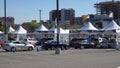 San Diego CA USA - January 27 2020: Long lines of cars at check in for Covid-19 vaccination superstation