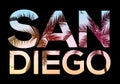 San Diego California beach design t shirt, retro vintage surf tropical illustration of summer San Diego