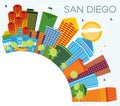 San Diego California City Skyline with Color Buildings, Blue Sky and Copy Space Royalty Free Stock Photo