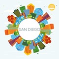 San Diego California City Skyline with Color Buildings, Blue Sky and Copy Space Royalty Free Stock Photo