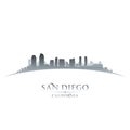 San Diego California city skyline silhouette white background Royalty Free Stock Photo