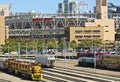 A Metropolitan Transit System Center and Petco Park in San Diego Royalty Free Stock Photo