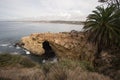 San Diego, California - October 31,2016 : Unidentified tourist at a rocky cliff area in La Jolla Beach