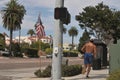 70F teperaptue in San diego male running in heat waves Royalty Free Stock Photo