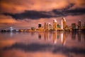 San Diego California skyline and bay seen at night Royalty Free Stock Photo