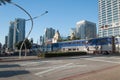 Amtrak train at Santa Fe Depot in downtown San Diego Royalty Free Stock Photo