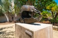 Big Open Scull, an outdoor bronze sculpture, San Diego Museum of Art in San Diego`s Balboa Park Royalty Free Stock Photo