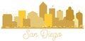 San Diego California USA City Skyline Golden Silhouette. Royalty Free Stock Photo