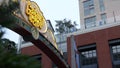 Gaslamp Quarter historic entrance arch sign. Retro neon in San Diego, California