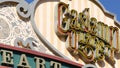 SAN DIEGO, CALIFORNIA USA - 13 FEB 2020: Gaslamp Quarter historic entrance arch sign. Retro signboard on 5th ave. Iconic vintage