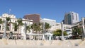 SAN DIEGO, CALIFORNIA USA - 13 FEB 2020: Metropolis urban downtown. Fountain in Horton Plaza Park, various highrise buildings and Royalty Free Stock Photo