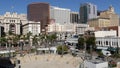 SAN DIEGO, CALIFORNIA USA - 13 FEB 2020: Metropolis urban skyline of downtown. From above aerial view from Horton Plaza, various Royalty Free Stock Photo