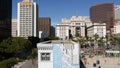 SAN DIEGO, CALIFORNIA USA - 13 FEB 2020: Metropolis urban skyline of downtown. From above aerial view from Horton Plaza, various Royalty Free Stock Photo