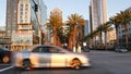 SAN DIEGO, CALIFORNIA USA - 13 FEB 2020: Pedestrians, traffic and highrise buildings in city downtown. Street life of american